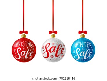 Set of Christmas balls with sale lettering
