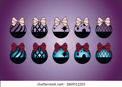 set christmas balls snowflake decor