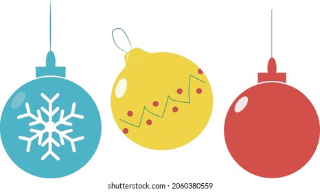 Juego de pelotas de navidad con copos de nieve y patrón
