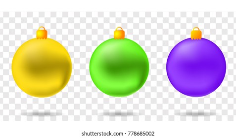 set of Christmas balls , vector , 3D, isolated , realistic
