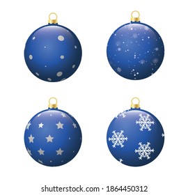 Set Christmas Balls Winter Holiday Collection. New Year balls with Snowflakes, Circles and Abstract Patterns. Christmas and New Year celebrating. Winter Holidays Symbol Isolated on a White Background