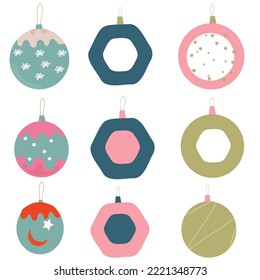 Set Christmas ball.Vector illustrations. New Year 2023.Christmas decoration.