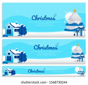 set of Christmas banner vector illustration ,standard web design size 