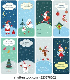 Set of Christmas banners with cute hand drawn elements