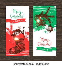 Set of Christmas banners. Hand drawn illustrations