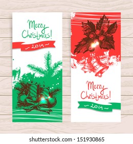Set of Christmas banners. Hand drawn illustrations