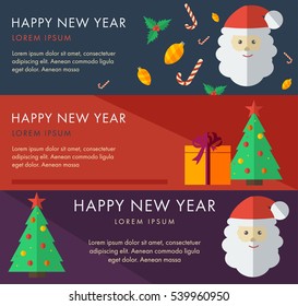 set of Christmas banners. It's horizontal banners for New Year greetings, stocks and  sales