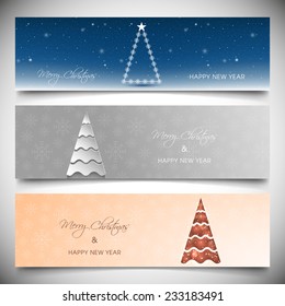 Set of Christmas banners with stylish tree.