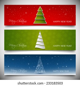 Set of Christmas banners with stylish tree.