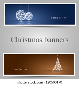 Set of christmas banners/ tree and bauble version (2 color versions)-vector