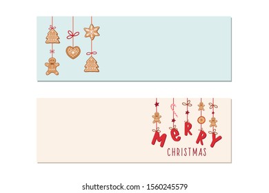 Set of christmas banners. Vector holiday illustration. New year design