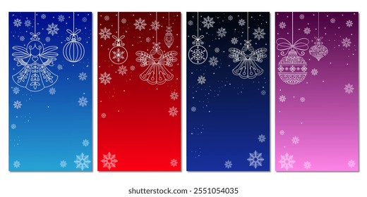 conjunto de banners de Natal, Conjunto de fundo vertical de Natal com flocos de neve vetor eps