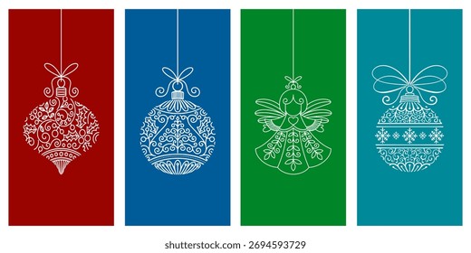 Conjunto de Anuncios de Navidad, conjunto de fondo de Vertical de Navidad con copos de nieve Vector eps
