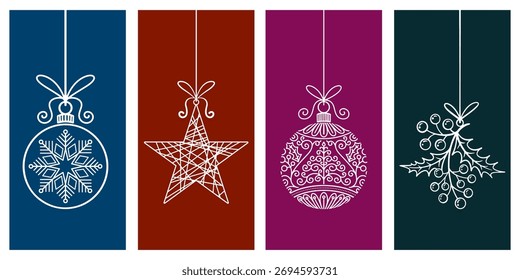 Conjunto de Anuncios de Navidad, conjunto de fondo de Vertical de Navidad con copos de nieve Vector eps