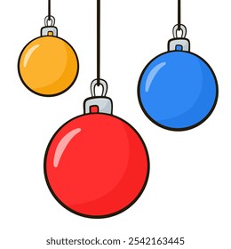 Set of Christmas baubles. Cartoon illustration