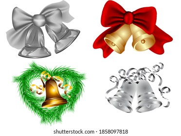 set of christmas bell isolated on white