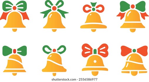 Set Of Christmas Bells Icon Vector Illustration For Xmas Holiday Decoration