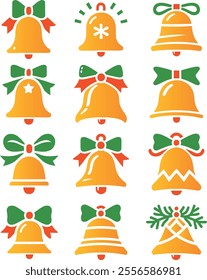 Set Of Christmas Bells Icon Vector Illustration For Xmas Holiday Decoration