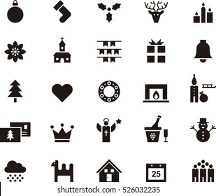 set of CHRISTMAS black icons