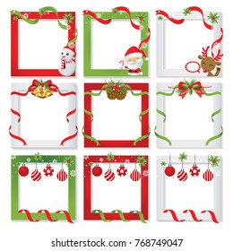 Set Christmas Border Frame Design Stock Vector (Royalty Free) 768749047 ...