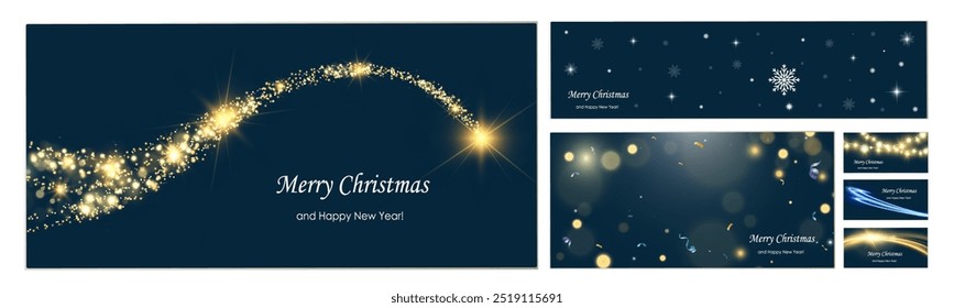 A set of Christmas brochures, flyers, cards. New Year backgrounds-posters.