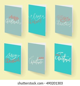 Set of christmas brochures templates. Vector Holidays cards collection. Hand drawn lettering elements