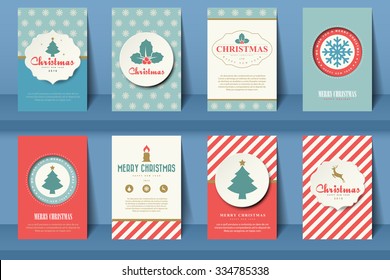 Set Of  Christmas Brochures In Vintage Style .Vector Eps10