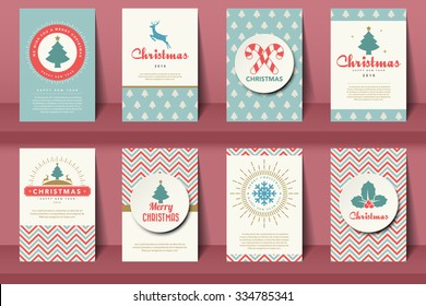 Set of  Christmas brochures in vintage style .Vector eps10