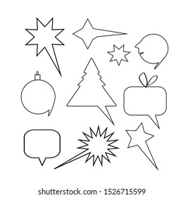 set of Christmas bubbles. line. vector