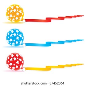 Set of Christmas bulbs and ribbons(vector, CMYK)