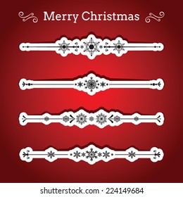 Set of Christmas Calligraphic Design Elements and page decoration on red background