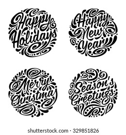 Set of Christmas calligraphic elements. Vector illustration