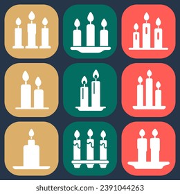 Set of Christmas candles icon. Pictogram vector design.