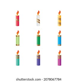 set of christmas candles with various colors and decorations, for illustration of banner, flyer, brochure and web designs