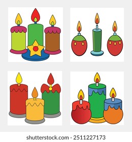 Set of Christmas candles  vector illustration