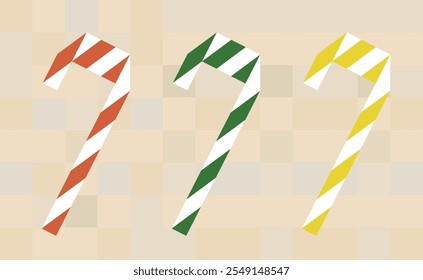 Set of Christmas candy cane set. Vector illustration