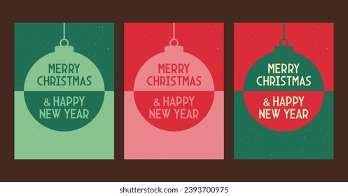 Set of Christmas Card Designs, Merry Christmas and Happy New Year Set of greeting cards, holiday cover, invitation template.