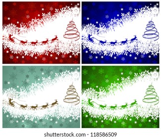 Set of Christmas card in different color. Fully editable EPS 8 vector illustration.