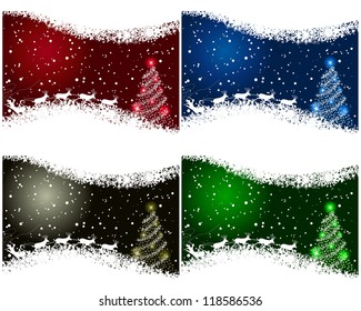 Set of Christmas card in different color. Fully editable EPS 8 vector illustration.