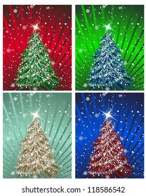Set of Christmas card in different color. Fully editable EPS 8 vector illustration.
