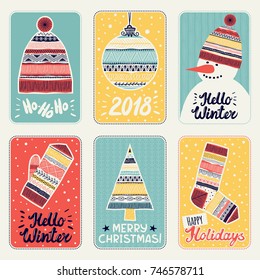 Set of Christmas card templates or invitations.. Freehand drawing. Can be used for scrapbook, banner, print, etc.