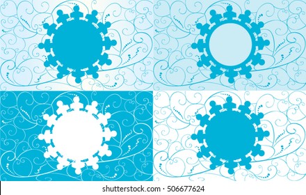 Set of christmas cards with blue snowflake