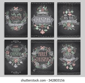 Set of Christmas cards - Chalkboard.