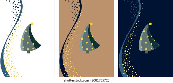 set of Christmas cards with herringbone