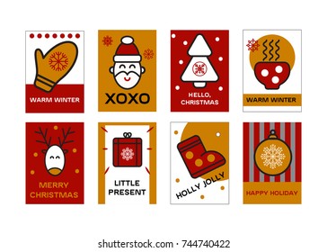 set christmas cards. merry christmas. stock vector