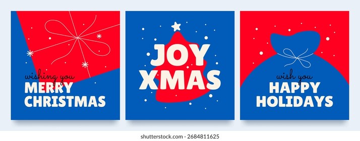 Weihnachtskarten. Frohe Weihnachten. Vektor.