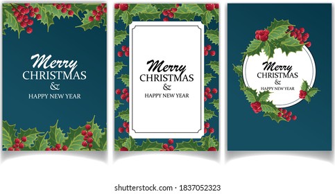 set of Christmas cards with mistletoe