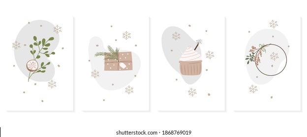 
set of Christmas cards in the Scandinavian style. print for the design of paintings for the interior.