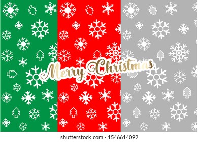 Set of Christmas Cards, seamless patterns, Vector illustration.