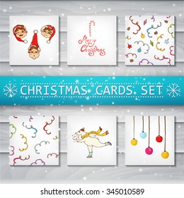 Set of Christmas cards and seamless patterns (6) Background tree. The image can be used as a greeting card, flyer, wallpaper, Promotions, book cover